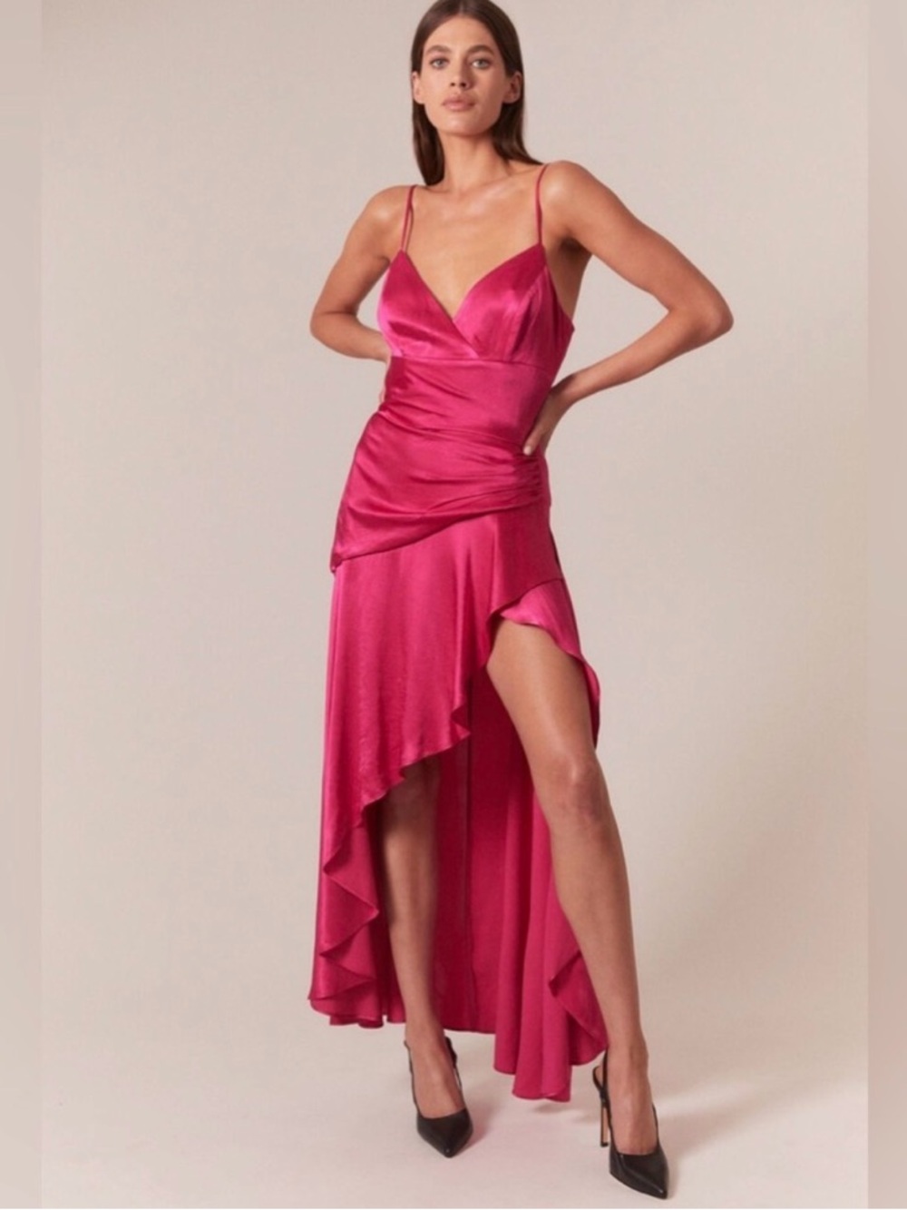 Bardot Hot Pink Asymmetrical Slip Dress
